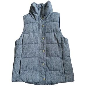 Old Navy Gray Quilted Puffer Vest with Stand Collar
